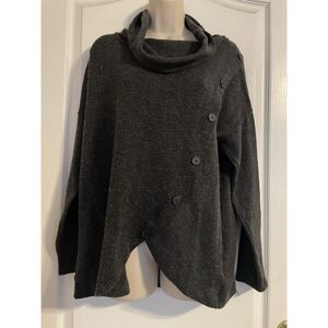 Retrology Gray Poncho Style Cowl Neck Pullover Curve Asymmetrical‎ Sweater XL